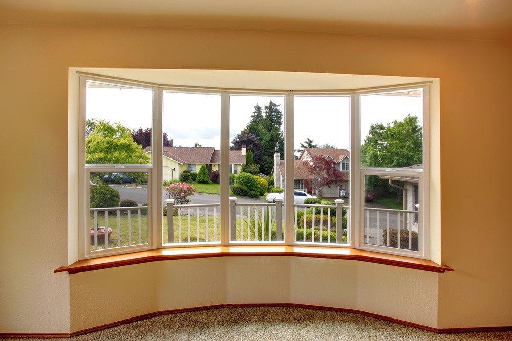 bow window from the inside of a house