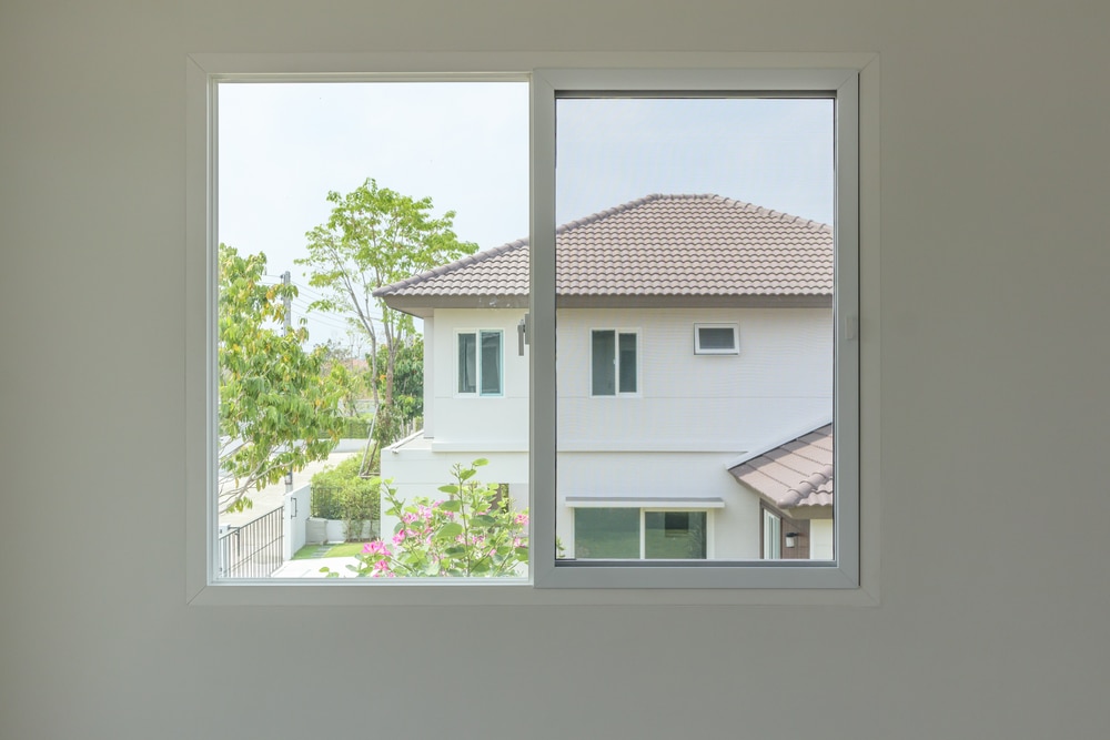 sliding window from interior of a house