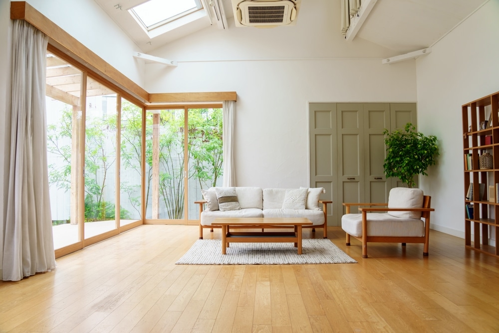 brown modern windows in a living room